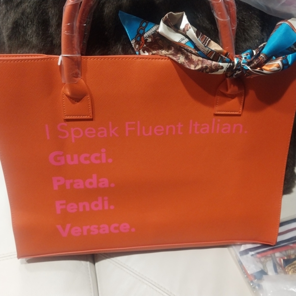 Orange Designer Tote Bag